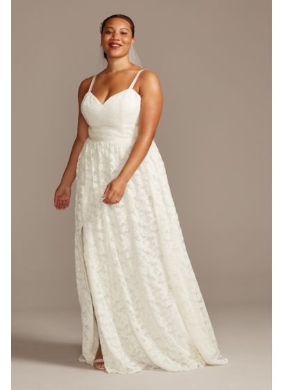 Grosgrain Banded Lace Plus Size Wedding Dress - Enhanced with elevated, sultry details, this stretch lace